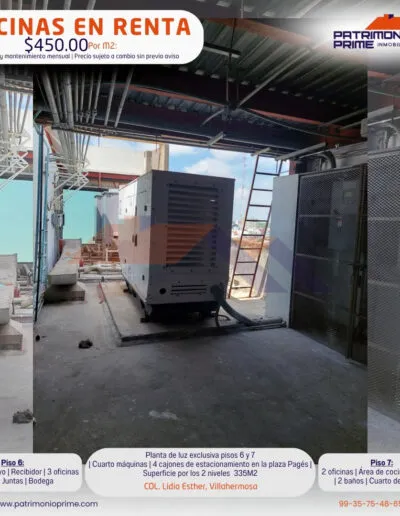 oficinas en renta con planta generador de luz