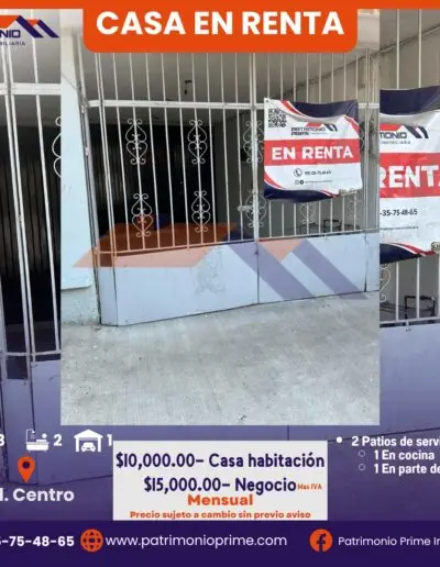 CASA EN RENTA EN CENTRO VILLAHERMOSA OFICINA CASA