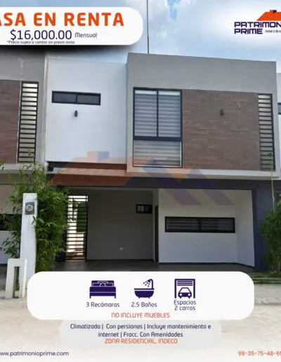 casa en renta en villahermosa tabasco indeco sin amueblar