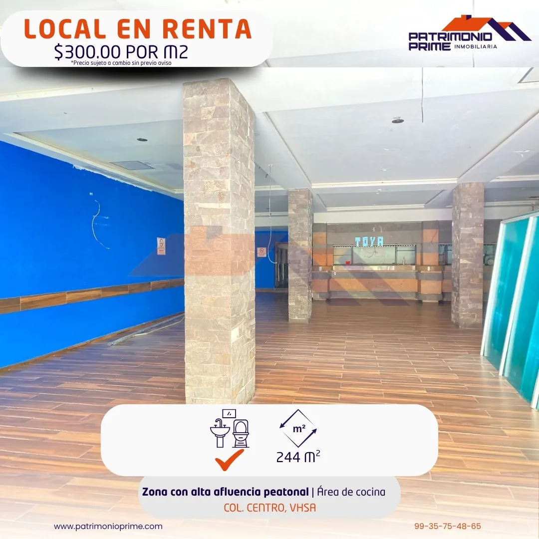 local en renta en centro villahermosa tabasco
