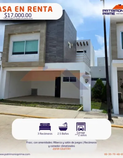 casa en renta en country villahermosa