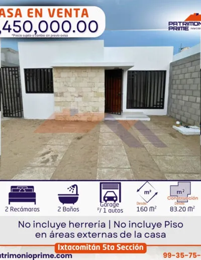 casa en venta en villahermosa tabasco. ixtacomitan