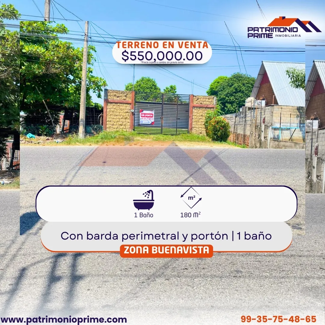 terreno en venta en villahermosa Buenavista tabasco bordeado