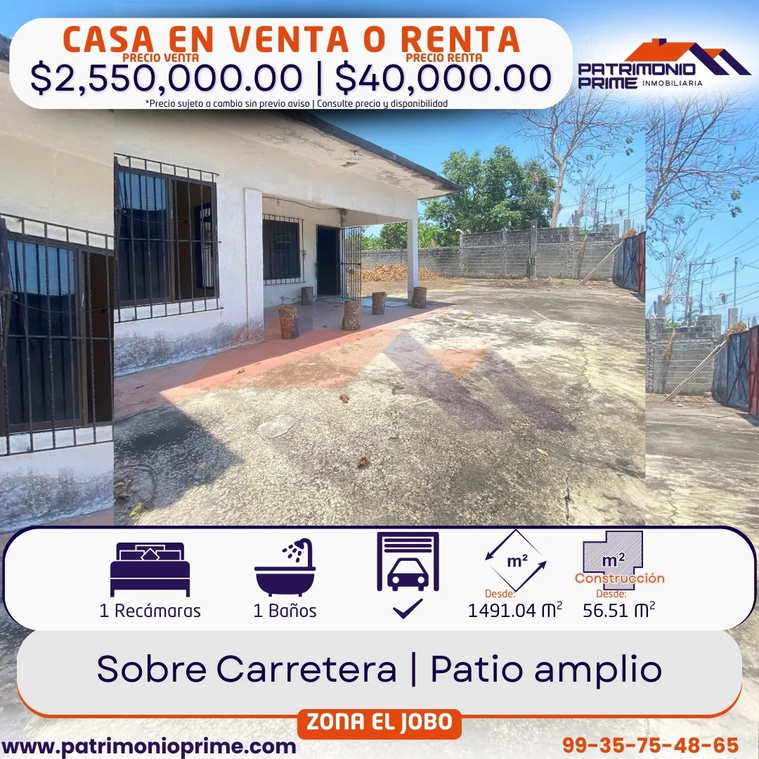 casa en venta o renta con patio amplio para negocios