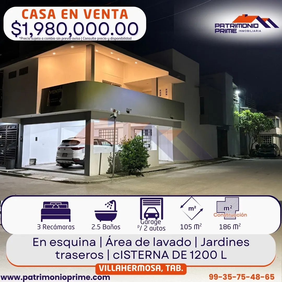 casa en venta en villahermosa tabasco esquina garage terraza